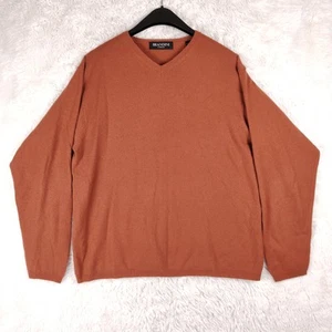 Vintage Brandini Le Collezioni Sweater Mens XL Cashmere Wool Orange V Neck Soft - Picture 1 of 7