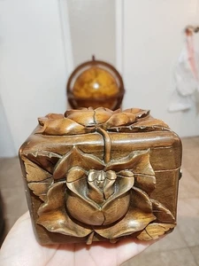 Vintage Hand Carved 3D Floral Pattern Trinket Box Georgeous Jewelry Decor "Read" - Picture 1 of 20