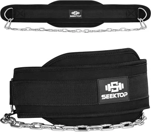 Dip Belt for Weightlifting - GYM Workout Pull Ups Belt with Chain, Neoprene W... - Picture 1 of 7