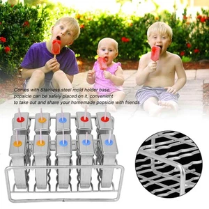 Stainless Steel Ice Cream Pop Moulds 10 with 100 Stick Holders Round Head - Picture 1 of 12