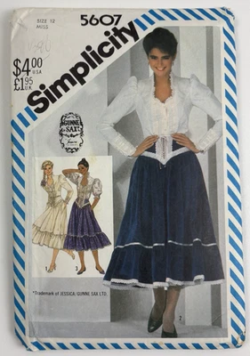 VTG Simplicity 5607 Gunne Sax Sew Pattern Sz 12 Yoked Skirt, Top NO INSTRUCTIONS - Image 1 of 4