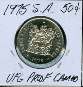 1975 SOUTH AFRICA 50 CENTS UF PROOF CAMEO  99 CENTS SHIPPING . - Picture 1 of 2