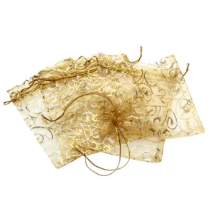 Gold Organza Gift Bags Favor Bags Candy Gift Bag Cloth Gift Bags - Picture 1 of 12