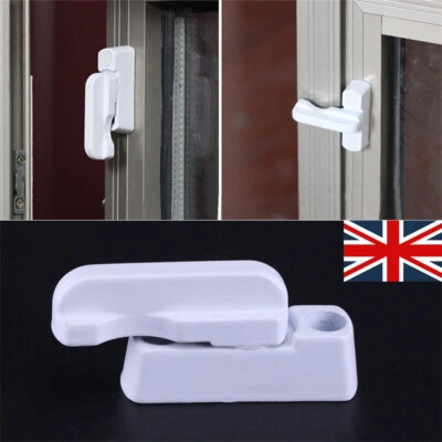 White PVC Window Security Lock Door Sash Jammer Safety Swing Restrictor Latch - Image 1 of 4