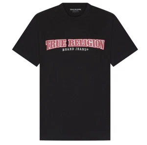 Camiseta True Religion Para Hombre Punto de Cruz Arco Cuello Redondo Algodón Camiseta en Negro - Imagen 1 de 8