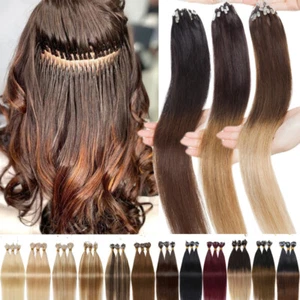 Extensiones de cabello humano con punta de cuentas de anillo de micro lazo 0,5 g/s o 1 g/s Ombre Remy cabello - Imagen 1 de 36