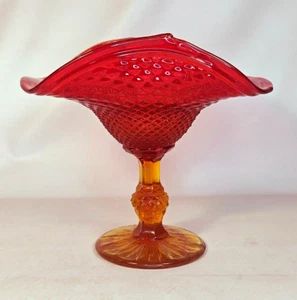 Glass Compote Centerpiece Bowl Amberina by Ivima Hand Blown - Picture 1 of 9