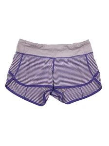 Lululemon woman’s 4 purple stripes speed up lined shorts yoga run hiking - Picture 1 of 5