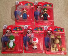 SUPER MARIO 5" FIGURINE COLLECTION SET OF 5 LUIGI YOSHI TOAD DONKEY KONG MOC NEW
