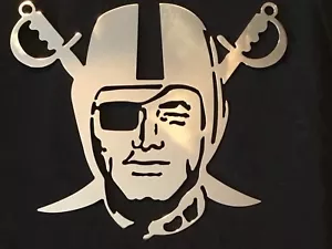 Las Vegas Raiders Metal Wall Art Raider Nation, Silver & Black, Wall Decor Sign - Picture 1 of 6