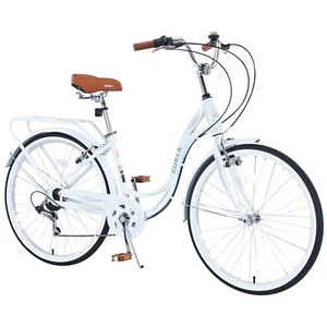 26" 7 Speed Women Adult Comfort Commute Ladies Bicycle ,Steel Frame,White - Picture 1 of 8