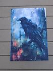Halloween Art Print Raven Watercolor Canvas Unframed Picture Bird