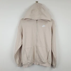 Nike Hoodie Kids Large Beige Hooded Sweatshirt Cotton Blend Full Zip Sweater - Picture 1 of 11
