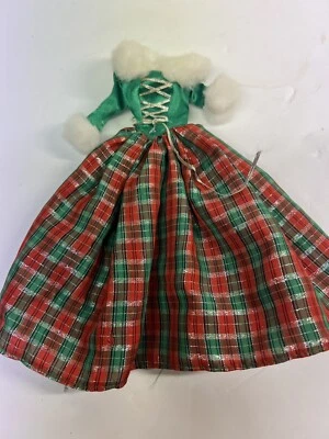 TOP 11.5 DOLL  WINTER'S EVE GREEN PLAID FASHION DRESS EVENING GOWN ACCESSORY - Image 1 of 4