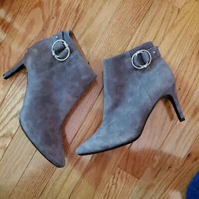 Calvin Klein 女式 6 码灰色麂皮绒细高跟鞋踝靴/EUC  — 第 1/4 张图片