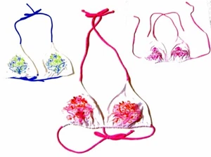 F&F Florence & Fred Beaded Embroidered Halter Swimsuit Tops Sizes L-XL - Picture 1 of 3