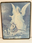 Guardian Angel With Children Picture in a Chain Design Frame 7 x 9