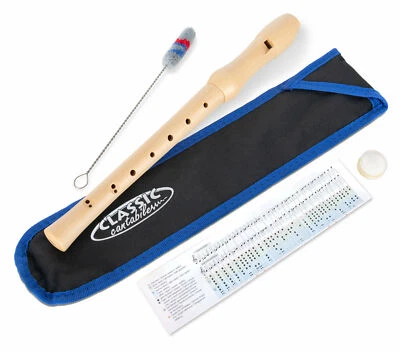 C-Sopran Holz Blockflöte Barocke Griffweise Ahornholz Flöte Etui Wischerstab - Bild 1 von 4