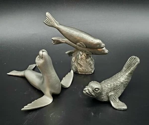 Three Vintage Pewter Sea Lion & Seal Figurines / Seals / Blackinton & Calko(?) - Picture 1 of 10