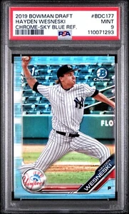Hayden Wesneski 2019 Bowman Draft Chrome Sky Blue Refractor #BDC-177 RC PSA 9 - Picture 1 of 2