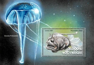 Mozambique 2001 - Sea Creatures Jellyfish Angler - Souvenir Sheet - 1414 - MNH - Picture 1 of 1