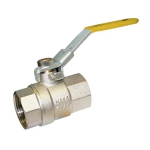 BRASS BSPT BALL VALVE - YELLOW LEVER HANDLE - LOCKABLE - Picture 1 of 2