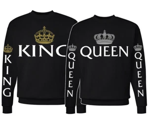 King & Queen Couple Matching Sweatshirts Cute Valentines Anniversary His Hers - Picture 1 of 8