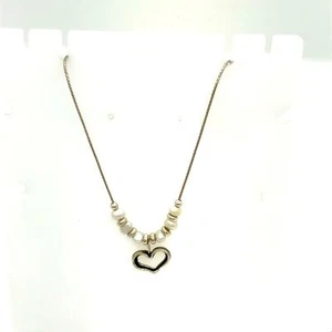 Vintage Sterling Signed Shablool Didae Israel Heart Pendant Chain Necklace sz 18 - Picture 1 of 11