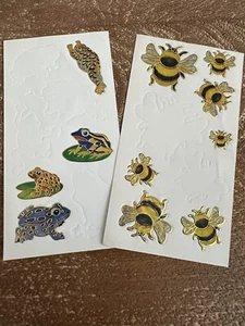 Vintage Gold Outline Stickers 2 Partial Sheets Bees & Frogs (11) Total Stickers - Picture 1 of 11