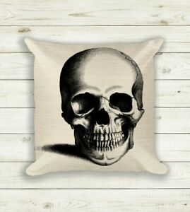 Ragon House Collection Vintage style 16x16 Skull Pillow Goth Halloween 