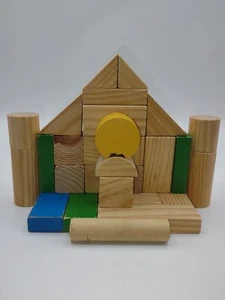 Blocchi Costruzioni Colorati Legno Plastica Forme Miste Apprendimento LOTTO - Foto 1 di 4