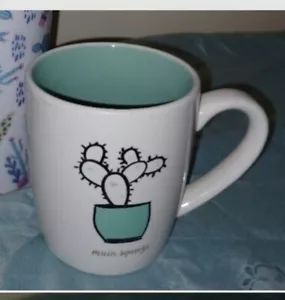 American Atelier Stoneware Mug "Main Squeeze" Cactus - Sea Foam Green Inside - Picture 1 of 3
