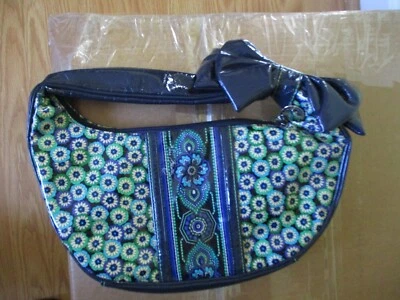Vera Bradley Volantes All My Love Azul Rapsodia Vinilo Cartera Hobo Bolso de Mano con Arco - Imagen 1 de 4