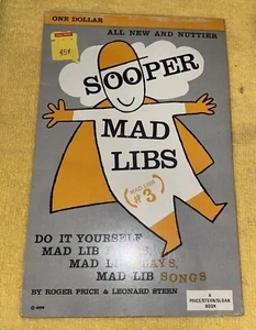 Vintage 1962 Sooper Mad Libs #3 * Price Stern Sloan Books Unused Game Book - Bild 1 von 3