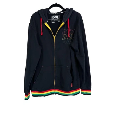 DGK Hoodie Jacket Mens M Black Rastafarian Hippie HipHop Reggae 420 Boho Skater - Image 1 of 4