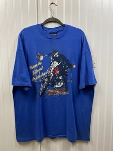 Vintage 90s Harley Davidson Cool Guy Graphic Tshirt Men’s 2XL Blue Made In USA - Bild 1 von 7