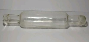 14" x 2 3/4" ALTES VINTAGE KLARGLAS NUDELHOLZ gepunzt M Vintage Küche - Bild 1 von 21