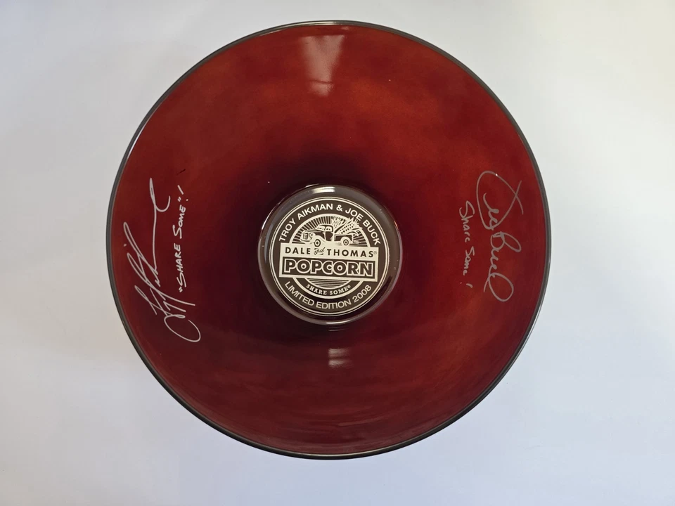 Dale & Thomas Glass Popcorn Bowl Ltd 2008 Troy Aikman & Joe Buck Foto 1 de 4