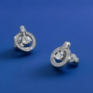 Diamond Drop Halo clustered 0.6 carat (total) Lab-Created stud earrings - Picture 1 of 4