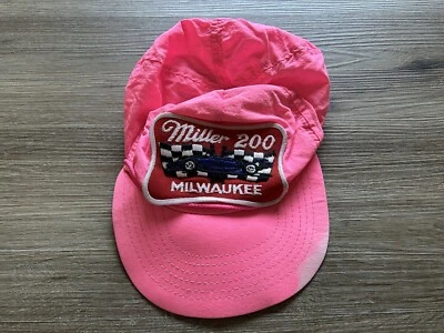 Винтажная гоночная 100% нейлоновая розовая бейсболка Miller 200 Milwaukee - Изображение 1 из 4