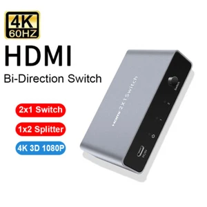 4K 3D Bi-Direction 2x1 HDMI Switch 1x2 Splitter Video Converter PC To TV Monitor - Picture 1 of 12