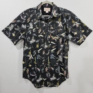 Filson Twin Lakes Short Sleeve Sport Shirt Offshore Catch Fish Print Black Small - Picture 1 of 9