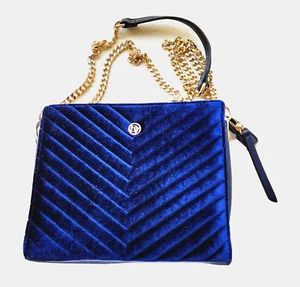 NWT MIDNIGHT BLUE EVENING/ EVERYDAY SHOULDER/CROSSBODY PURSE, GOLD CHAIN VELVET - Picture 1 of 6