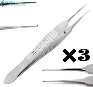 3 piezas Nuevos fórceps oftálmicos castroviejo 4" sutura 0,5 mm atando 1x2 micro dientes - Imagen 1 de 7