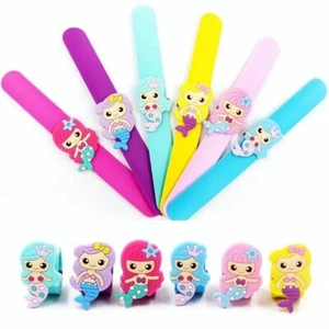 6pcs Mermaid Slap Band Bracelet Set | Under the Sea Girls Party Gift Bag Filling - Picture 1 of 8