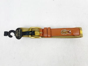 VINTAGE LACOSTE ALLIGATOR TAN / YELLOW BELT 2456 - SIZE 28 / 70 - NOS - Picture 1 of 5