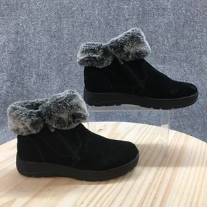 Khombu Boots Womens 7 M Jessica Ankle Winter 1323908 Black Leather Faux Fur Zip - Picture 1 of 16