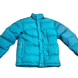 REI Goose Down Fill Green Full Zip Puffer Jacket Adult Size Small w/ Flaw - Picture 1 of 13