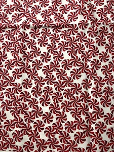 Stoff Baumwolle zweifarbig rot Pfefferminz Süßigkeiten 44" x 1 Yard - Bild 1 von 2