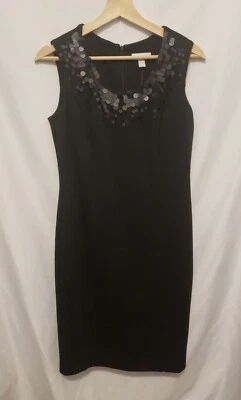 Charter Club Sheath Dress Sz 4 Black Sequin Accent Zip Up Sleeveless Lined - Image 1 of 4